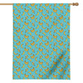 Turquoise Banana Pattern Print House Flag