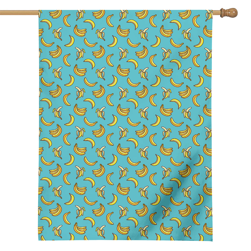 Turquoise Banana Pattern Print House Flag