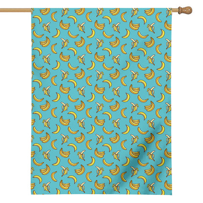Turquoise Banana Pattern Print House Flag