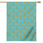 Turquoise Banana Pattern Print House Flag