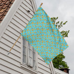 Turquoise Banana Pattern Print House Flag