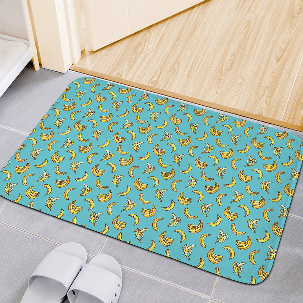 Turquoise Banana Pattern Print Indoor Door Mat