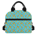 Turquoise Banana Pattern Print Insulated Lunch Bag
