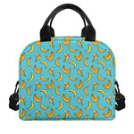Turquoise Banana Pattern Print Insulated Lunch Bag