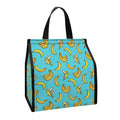 Turquoise Banana Pattern Print Insulated Lunch Tote