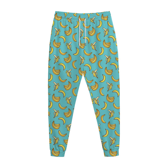 Turquoise Banana Pattern Print Jogger Pants
