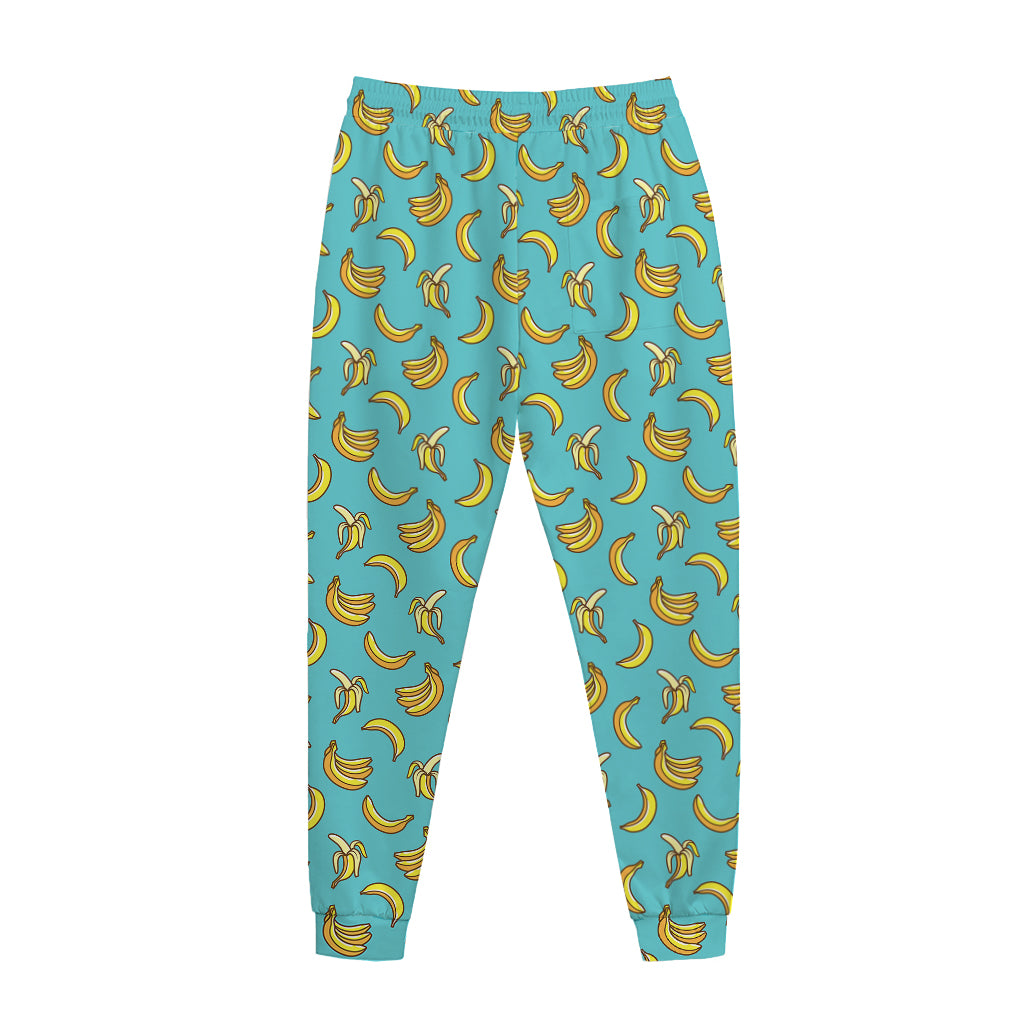 Turquoise Banana Pattern Print Jogger Pants