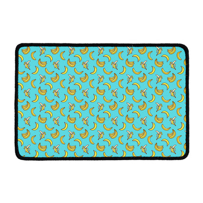 Turquoise Banana Pattern Print Kitchen Mat