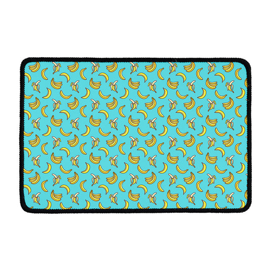 Turquoise Banana Pattern Print Kitchen Mat
