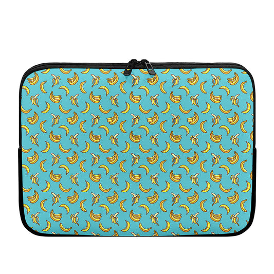 Turquoise Banana Pattern Print Laptop Sleeve
