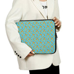 Turquoise Banana Pattern Print Laptop Sleeve
