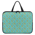 Turquoise Banana Pattern Print Laptop Sleeve With Handle
