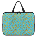 Turquoise Banana Pattern Print Laptop Sleeve With Handle