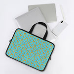 Turquoise Banana Pattern Print Laptop Sleeve With Handle