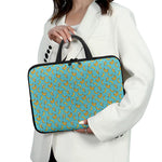 Turquoise Banana Pattern Print Laptop Sleeve With Handle