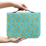 Turquoise Banana Pattern Print Leather Bible Cover