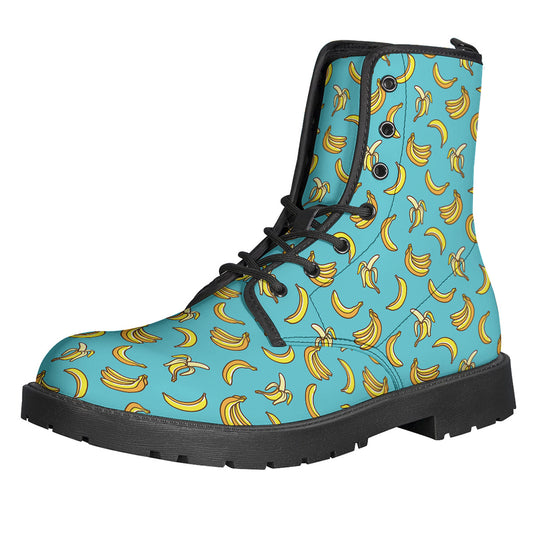 Turquoise Banana Pattern Print Backpack