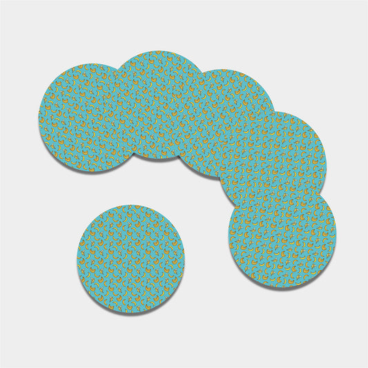 Turquoise Banana Pattern Print Leather Coaster Set