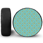 Turquoise Banana Pattern Print Leather Spare Tire Cover