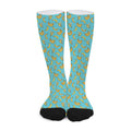 Turquoise Banana Pattern Print Long Socks