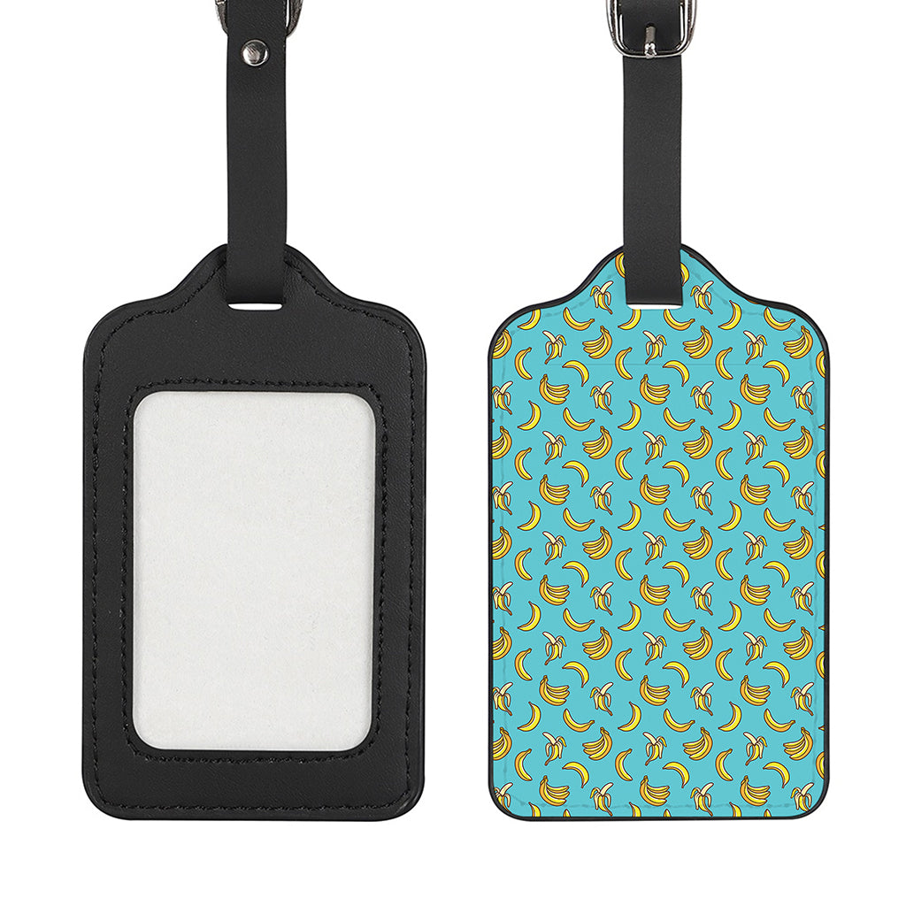 Turquoise Banana Pattern Print Luggage Tag
