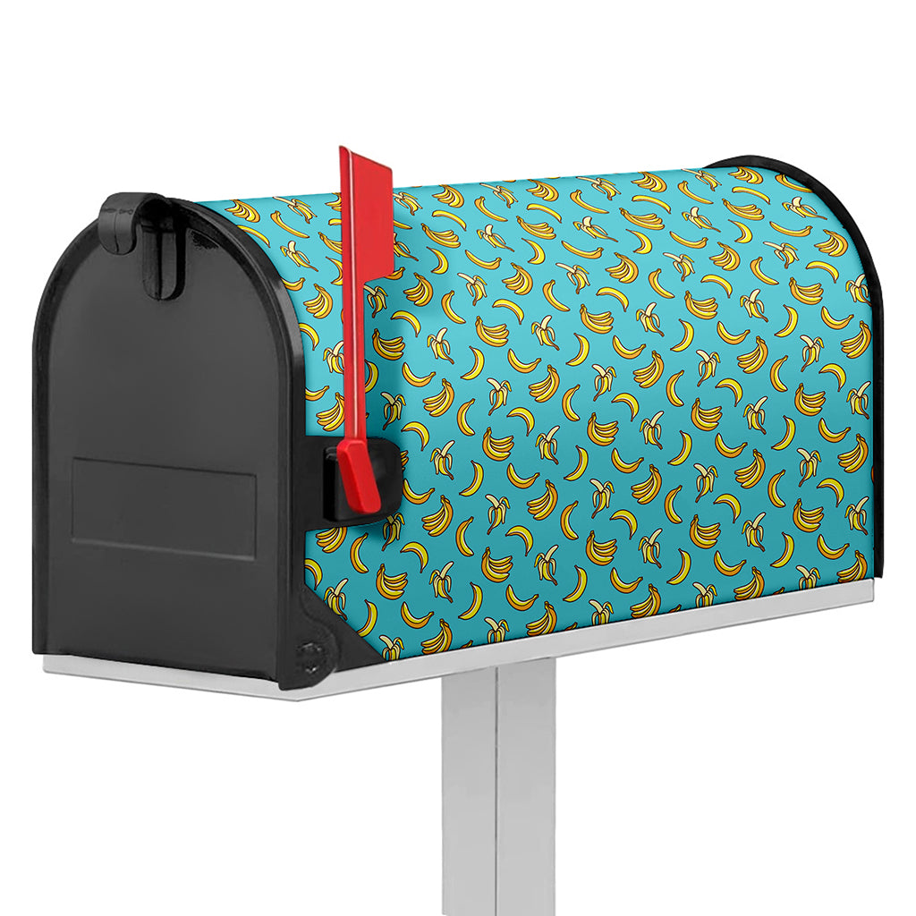 Turquoise Banana Pattern Print Mailbox Cover