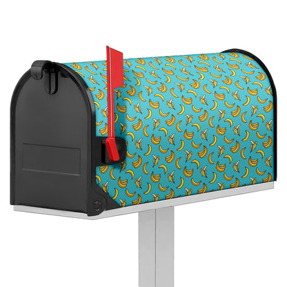 Turquoise Banana Pattern Print Mailbox Cover