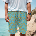 Turquoise Banana Pattern Print Men's Cargo Shorts