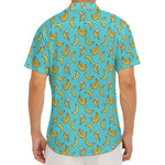 Turquoise Banana Pattern Print Men's Deep V-Neck Shirt