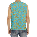 Turquoise Banana Pattern Print Men's Fitness Tank Top