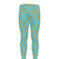 Turquoise Banana Pattern Print Men's Leggings