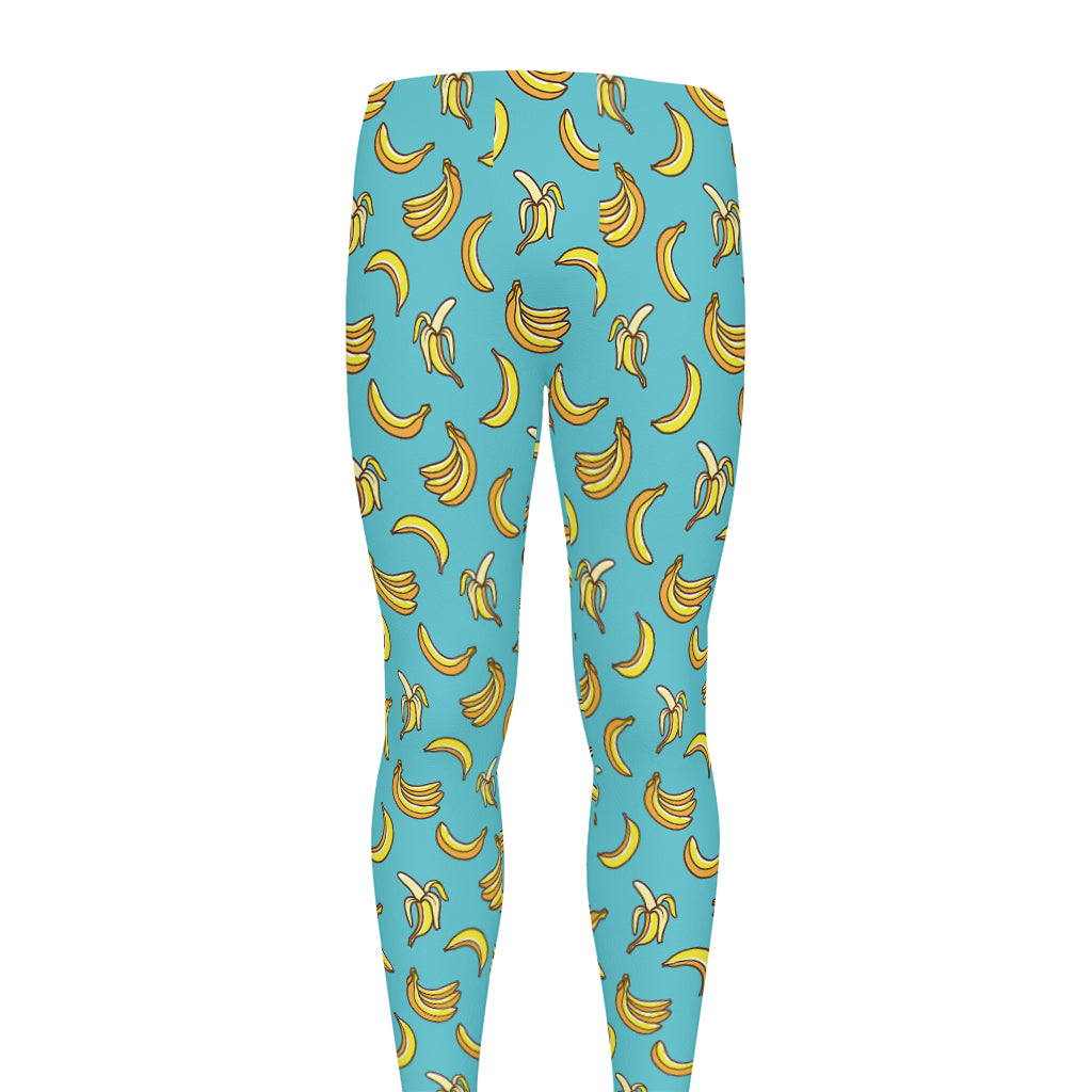 Turquoise Banana Pattern Print Men's leggings