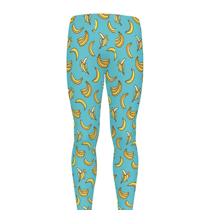 Turquoise Banana Pattern Print Men's leggings