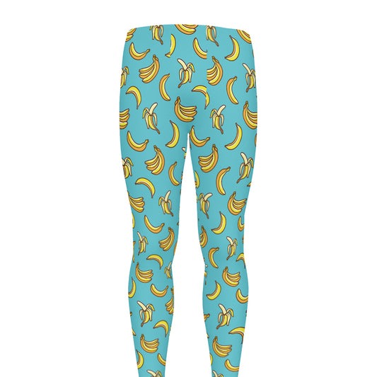 Turquoise Banana Pattern Print Men's leggings