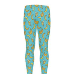 Turquoise Banana Pattern Print Men's leggings