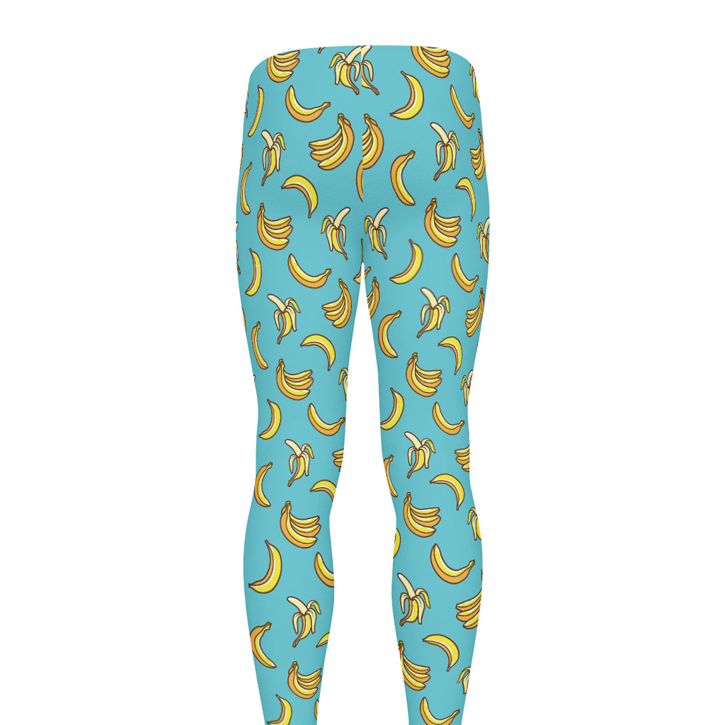 Turquoise Banana Pattern Print Men's leggings