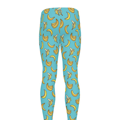 Turquoise Banana Pattern Print Men's leggings