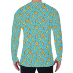 Turquoise Banana Pattern Print Men's Long Sleeve T-Shirt