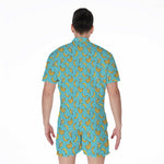 Turquoise Banana Pattern Print Men's Rompers