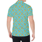 Turquoise Banana Pattern Print Men's Shirt