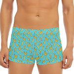 Turquoise Banana Pattern Print Men's Short Boxer Briefs