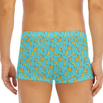 Turquoise Banana Pattern Print Men's Short Boxer Briefs