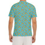 Turquoise Banana Pattern Print Men's Short Sleeve Rash Guard