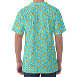 Turquoise Banana Pattern Print Men's Velvet T-Shirt