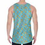 Turquoise Banana Pattern Print Men's Velvet Tank Top