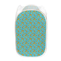 Turquoise Banana Pattern Print Mesh Laundry Hamper
