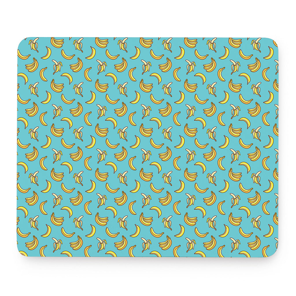Turquoise Banana Pattern Print Mouse Pad