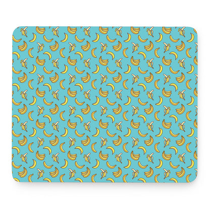 Turquoise Banana Pattern Print Mouse Pad