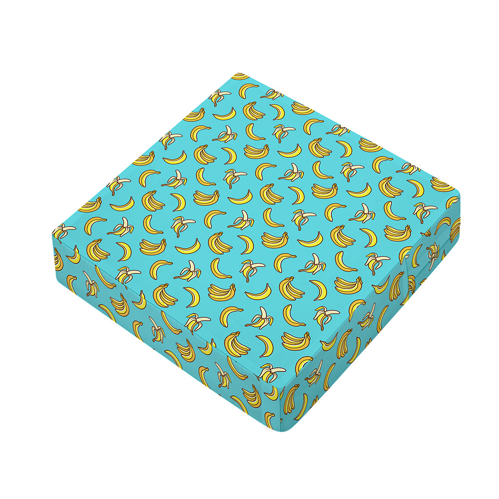 Turquoise Banana Pattern Print Outdoor Seat Cushion Cover
