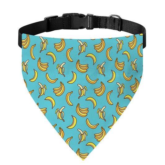 Turquoise Banana Pattern Print Over The Collar Dog Bandana